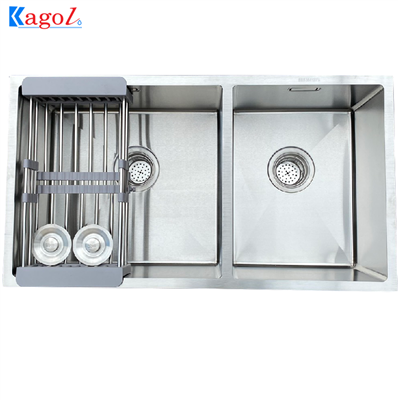 Chậu rửa bát Kagol âm bàn đá - hai hố lệch (KT:78x43x24cm)