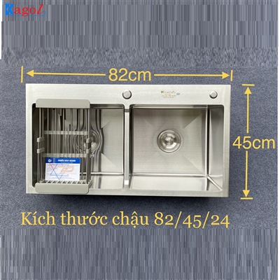 Chậu rửa bát Kagol hai hố cân (KT:82x45x24cm)