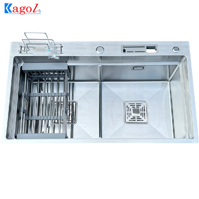 Chậu rửa bát hai hố Kagol inox sus 304 (KT:82x48x24 cm)