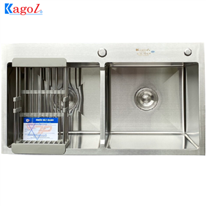 Chậu rửa bát Kagol inox hai hố cân (KT:70x40x24 cm)