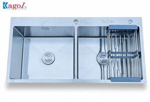 Chậu rửa bát inox Kagol hai hộc 100x50 cm