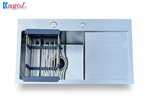 Chậu rửa bát Kagol inox một hố có bàn chờ (KT:70x40x24cm)