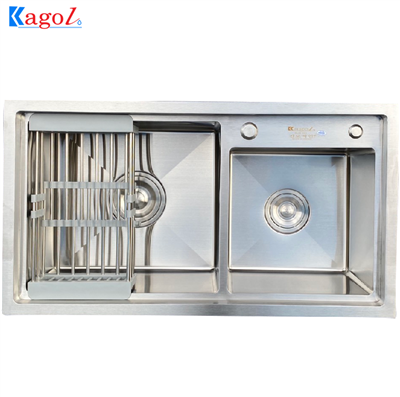 Chậu rửa bát Kagol inox sus 304 bậc thang (KT:82x45x24cm)