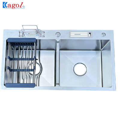 Chậu rửa bát Kagol hai hố cân có cài dao (KT:82x45x24 cm)