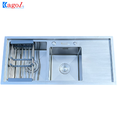 Chậu rửa bát Kagol hai hố có bàn chờ (KT: 100x45x24 cm)