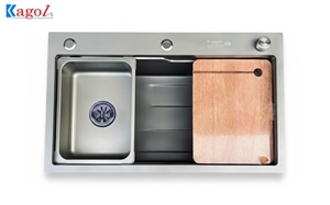 Chậu rửa bát Kagol một hố inox phủ nano xám xả xoáy