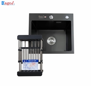 Chậu rửa bát Kagol nano đen một hố (KT:45x40x24 cm)