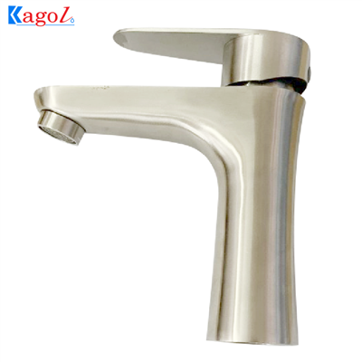 Vòi lavabo Kagol Inox 304, chân tròn 2 đường nước 16cm