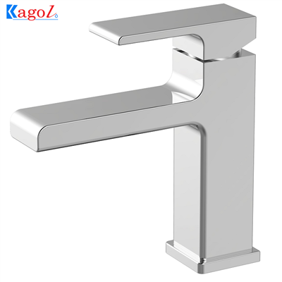 Vòi lavabo Kagol inox 304, chân vuông 2 đường nước, thân cao 19cm