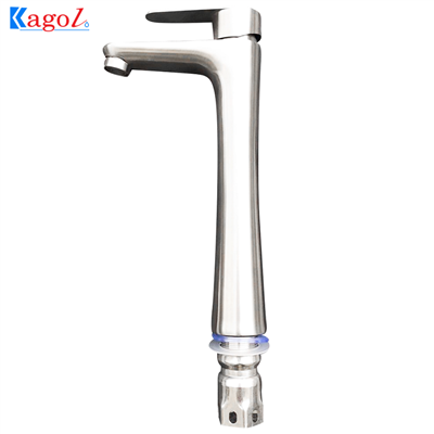 Vòi lavabo Kagol inox 304, chân tròn 2 đường nước 28cm