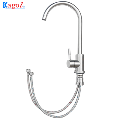 Vòi rửa bát Kagol inox sus 304 cần cứng hai đường nước