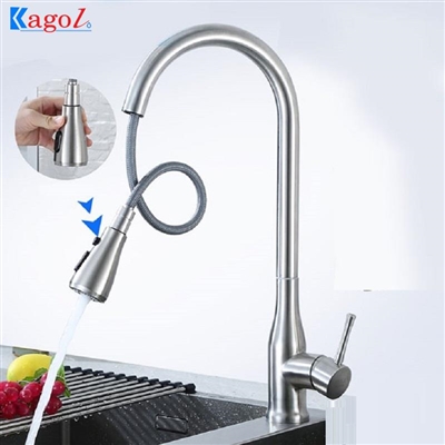 Vòi rửa bát Kagol inox sus 304 nóng lạnh, vòi rút