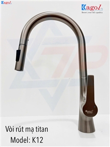 Vòi rửa bát Kagol nano xám cần rút dài